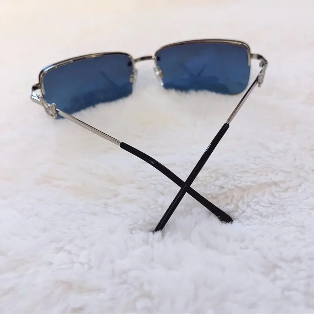 Delia Blue Rimless Butterfly Accent Sunglasses